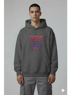 Lorvex Texas Ön Baskı Oversize Pamuklu Unisex Sweatshirt