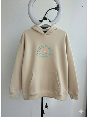 Lorvex Surfing Cowgirl Ön Baskı Oversize Sweatshirt