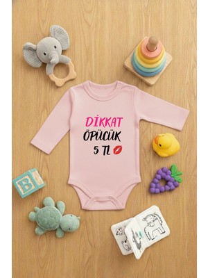 Lorvex Bebek Zıbın Çıtçıtlı Baskılı Sevimli Body Öpücük 5 Tl Baskılı