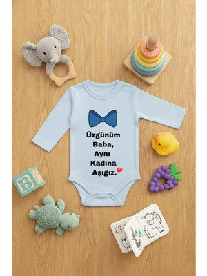 Lorvex Zıbın Bebek Çıtçıtlı Baskılı Yazılı Sevimli Body Üzgünüm Baba Aşığız Baskılı