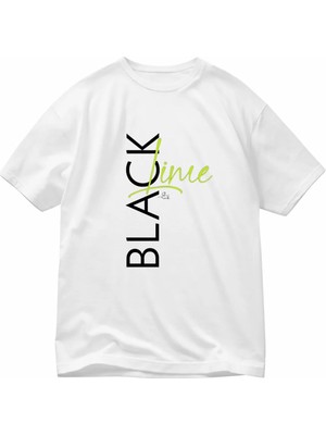 Lorvex Oversize Tişört Unısex %100 Pamuklu Rahat Kalıp Black Lime Baskılı Premium