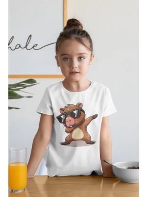 Lorvex Unisex Pamuklu Oversize Capibara 2 Baskılı Çocuk Tişört
