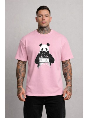 Lorvex T-Shirt Oversize Rahat Kalıp Sorgu Panda Baskılı %100 Pamuklu