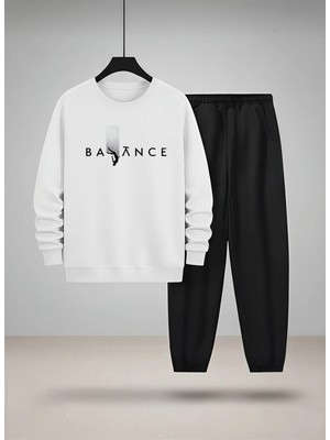 Lorvex Sweatshirt-Eşofman Takım Çocuk Bisiklet Yaka Balance Baskılı 3 Iplik Şardonlu