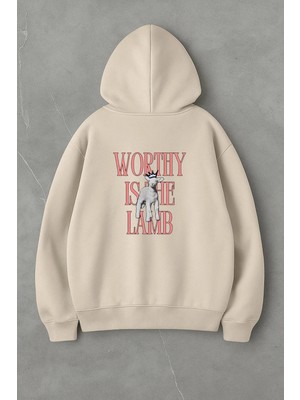 Lorvex Worthy Is The Lamb Sırt Baskı Oversize Sweatshirt