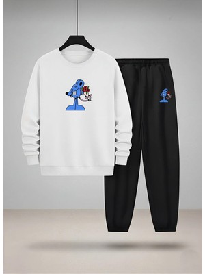Lorvex Çocuk Sweatshirt-Eşofman Takım Bisiklet Yaka Romantik Fare Baskılı 3 Iplik Şardonlu
