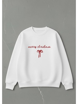 Lorvex Yılbaşı Konsept Oversize Bisiklet Yaka Sweatshirt Mutlu Yıllar ve Kudele Baskı