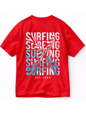 Lorvex Oversize (Rahat Kalıp) Unısex Surfıngg Baskılı %100 Pamuklu Tshirt-Tişört