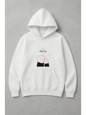 Lorvex Patili Love Mom Baskı Oversize Beyaz Sweatshirt