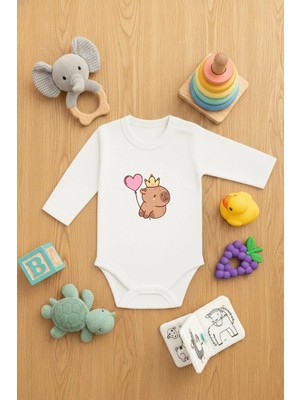 Lorvex Kız Bebek Zıbın Çıtçıtlı Baskılı Sevimli Body Balonlu Capibara Baskılı