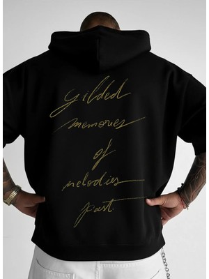 Lorvex Sweatshirt Oversize Unısex Kapüşonlu %100 Pamuklu Gilded Memores Baskılı