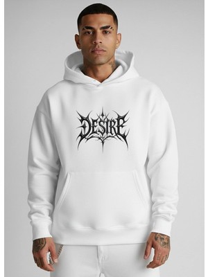 Lorvex %100 Pamuklu Oversize Kapüşonlu Sweatshirt Desire Baskılı