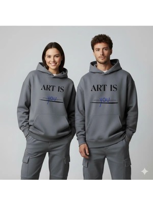 Lorvex Art Is You Dijital Baskı Oversize Unisex Gri Sweatshirt