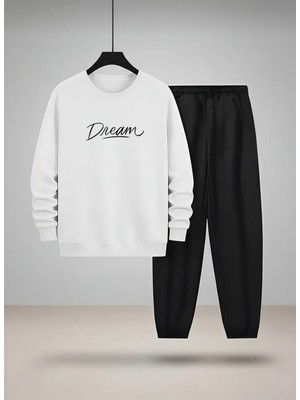 Lorvex Unısex Çocuk Bisiklet Yaka Sweatshirt-Eşofman Takım Dream Baskılı 3 Iplik Şardonlu