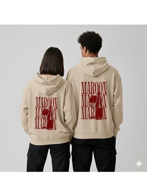 Lorvex Maroon Baskı Oversize Unisex Sweatshirt