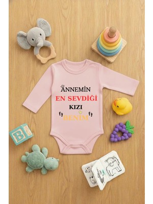 Lorvex Kız Bebek Zıbın Çıtçıtlı Baskılı Sevimli Body Annemin En Sevdiği Baskılı