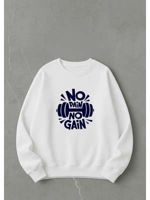 Lorvex Erkek Oversize Bisiklet Yaka Sweatshirt No Gain Baskılı