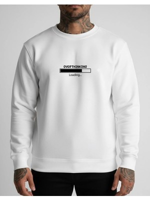Lorvex Bisiklet Yaka Oversize Unisex Sweatshirt Overthınk Baskı