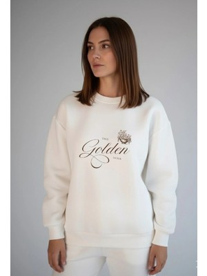 Lorvex This Golden Hour Baskı Oversize Pamuklu Kadın Sweatshirt