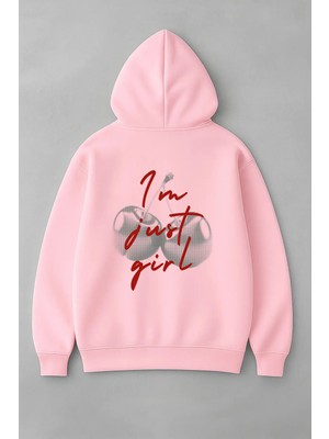 Lorvex I'm Just Girl Baskı Oversize Kadın Pamuklu Sweatshirt