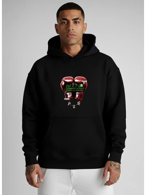 Lorvex Hoodie Erkek Oversize Kapüşonlu %100 Pamuklu Boks Doları Baskılı