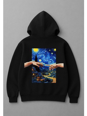 Lorvex Kapüşonlu Oversize Unısex Sweatshirt %100 Pamuklu Yaratılış Baskılı