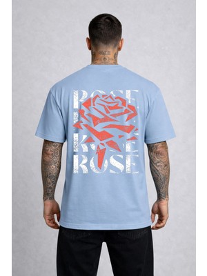 Lorvex Unısex Tişört Oversize Rahat Kalıp Rose Baskılı Premium T-Shirt