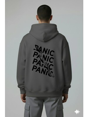 Lorvex Panic Arka Dijital Baskı Oversize Unisex Pamuklu Sweatshirt