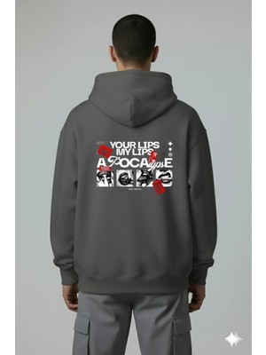 Lorvex Lips Sırt Dijital Baskı Oversize Erkek Sweatshirt