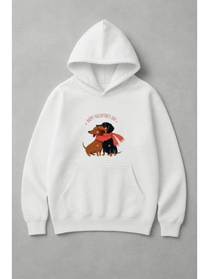 Lorvex Happy Valentine's Day Baskı Oversize Unisex Kapüşonlu Sweatshirt