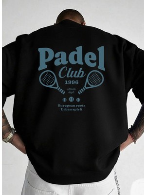 Lorvex Oversize Unisex Bisiklet Yaka Sweatshirt Padel Clup Baskı