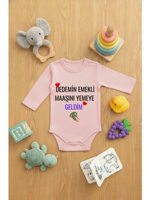 Lorvex Bebek Zıbın Çıtçıtlı Baskılı Yazılı Sevimli Body Maaşını Yemeye Geldim Baskılı