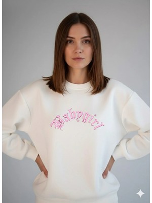 Lorvex Oversize Bisiklet Yaka Kadın Sweatshirt Baby Girl Baskılı