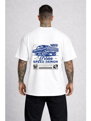 Lorvex Urban Speed Demon Baskılı Oversize Pamuklu Unisex Tshirt-Tişört