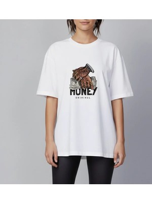 Lorvex Money Criminal Baskılı Oversize Unisex Pamuklu Tshirt-Tişört