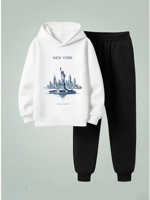 Lorvex Kapüşonlu Çocuk Sweatshirt-Eşofman Takım New York Şehir Baskılı