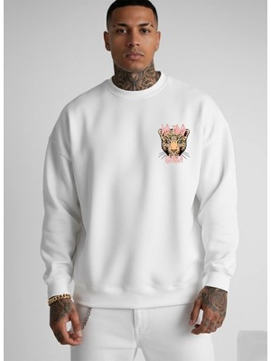 Lorvex Bisiklet Yaka Oversize Unisex Sweatshirt Jaguar Baskı