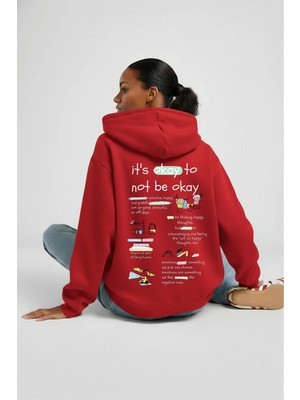 Lorvex Hoodie Oversize Unısex Kapüşonlu %100 Pamuklu Not Be Okay Baskılı