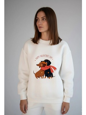 Lorvex Sweatshirt Oversize Unisex Bisiklet Yaka Sevgililer Günü Baskı