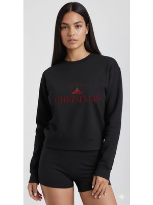 Lorvex Yılbaşı Konsept Oversize Bisiklet Yaka Sweatshirt Mutlu Yıllar Baskı