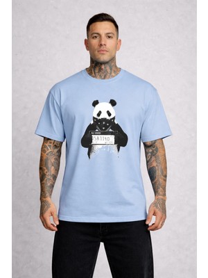 Lorvex T-Shirt Oversize Rahat Kalıp Sorgu Panda Baskılı %100 Pamuklu