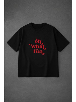 Lorvex Oversize Unısex What Fun Baskılı %100 Pamuklu Tshirt-Tişört