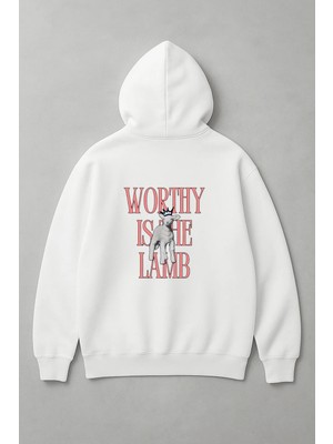 Lorvex Worthy Is The Lamb Sırt Baskı Oversize Sweatshirt