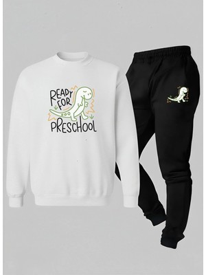 Lorvex Sweatshirt-Eşofman Unısex Çocuk Takım Bisiklet Yaka Ready For Baskılı 3 Iplik Şardonlu