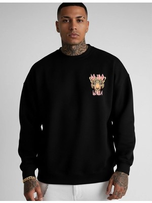 Lorvex Bisiklet Yaka Oversize Unisex Sweatshirt Jaguar Baskı