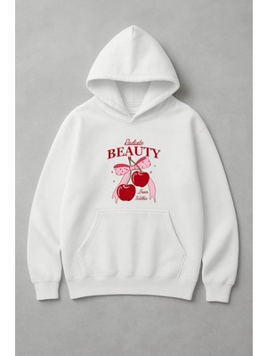 Lorvex Radiate Beauty Cherry Ön Baskı Oversize Unisex Kapüşonlu Sweatshirt