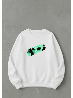Lorvex Sweatshirt Unısex Oversize Bisiklet Yaka Silen Uzaylı Baskılı