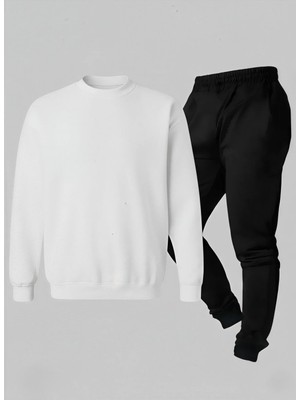 Lorvex Çocuk Takım Unısex (Sweatshirt-Eşofman) Baskısız Düz Bisiklet Yaka 3 Iplik Şardonlu
