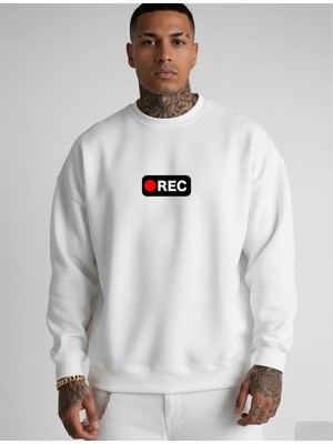 Lorvex Oversize Unisex Bisiklet Yaka Sweatshirt Rec Baskı