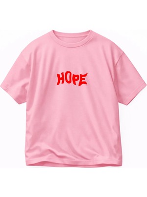 Lorvex Oversize T-Shirt %100 Pamuklu Rahat Kalıp Red Hope Baskılı Premium